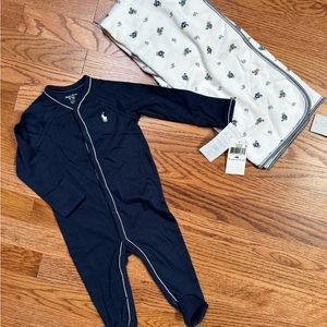 NWT Polo Ralph Lauren baby sleeper and blanket